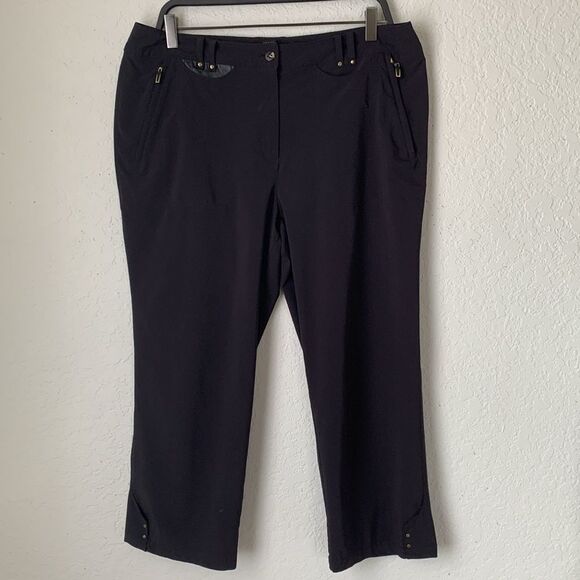Jamie Sadock Black Capri Pants with Gold Accent Pockets Women’s Size 12 - Picture 1 of 10